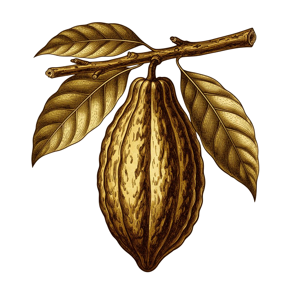 Cacao pod botanical illustration