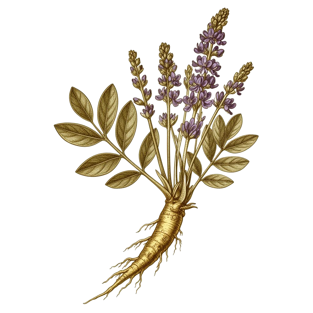 Licorice root botanical illustration